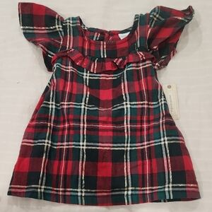 Peyton & Parker Plaid Ruffle Sleeve Dress 6-9M